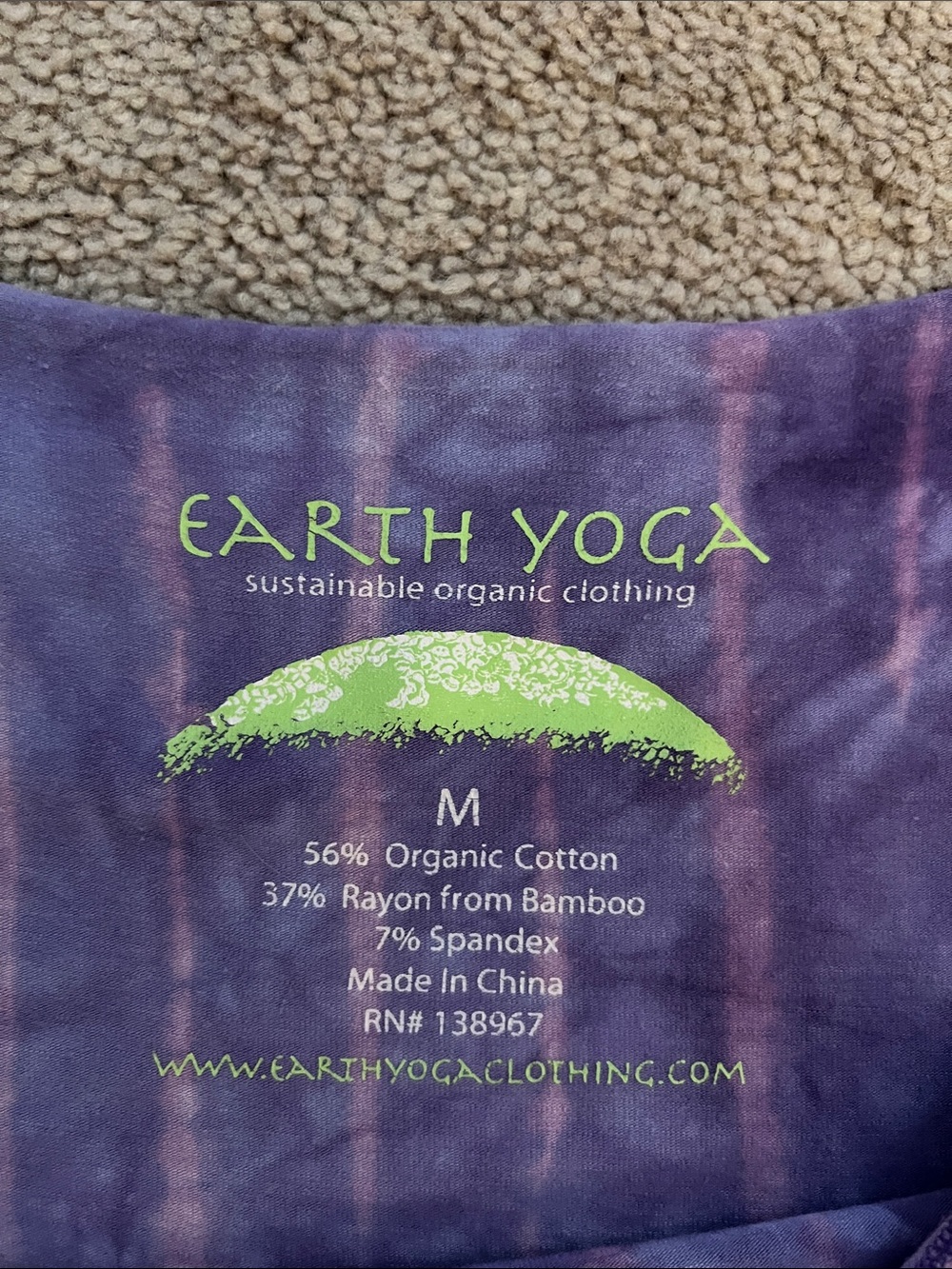Earth Yoga Organic Cotton/Bamboo Purple Tie-Dye Scoop Neck Top-size Medium, EUC - Picture 2 of 7